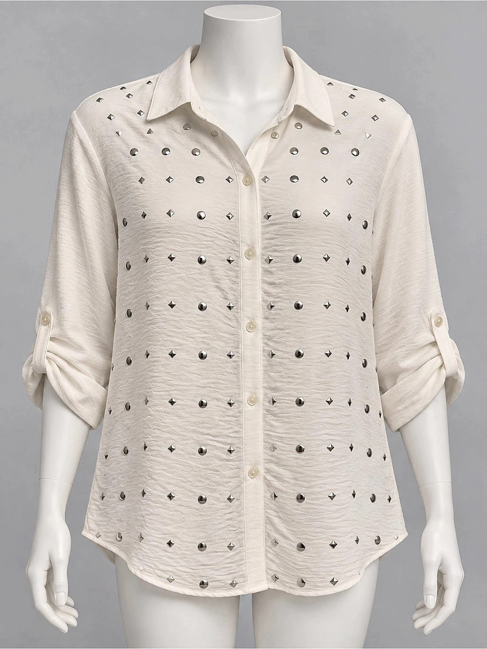 NY Collection Studded Button Down Shirt Size Large NWT